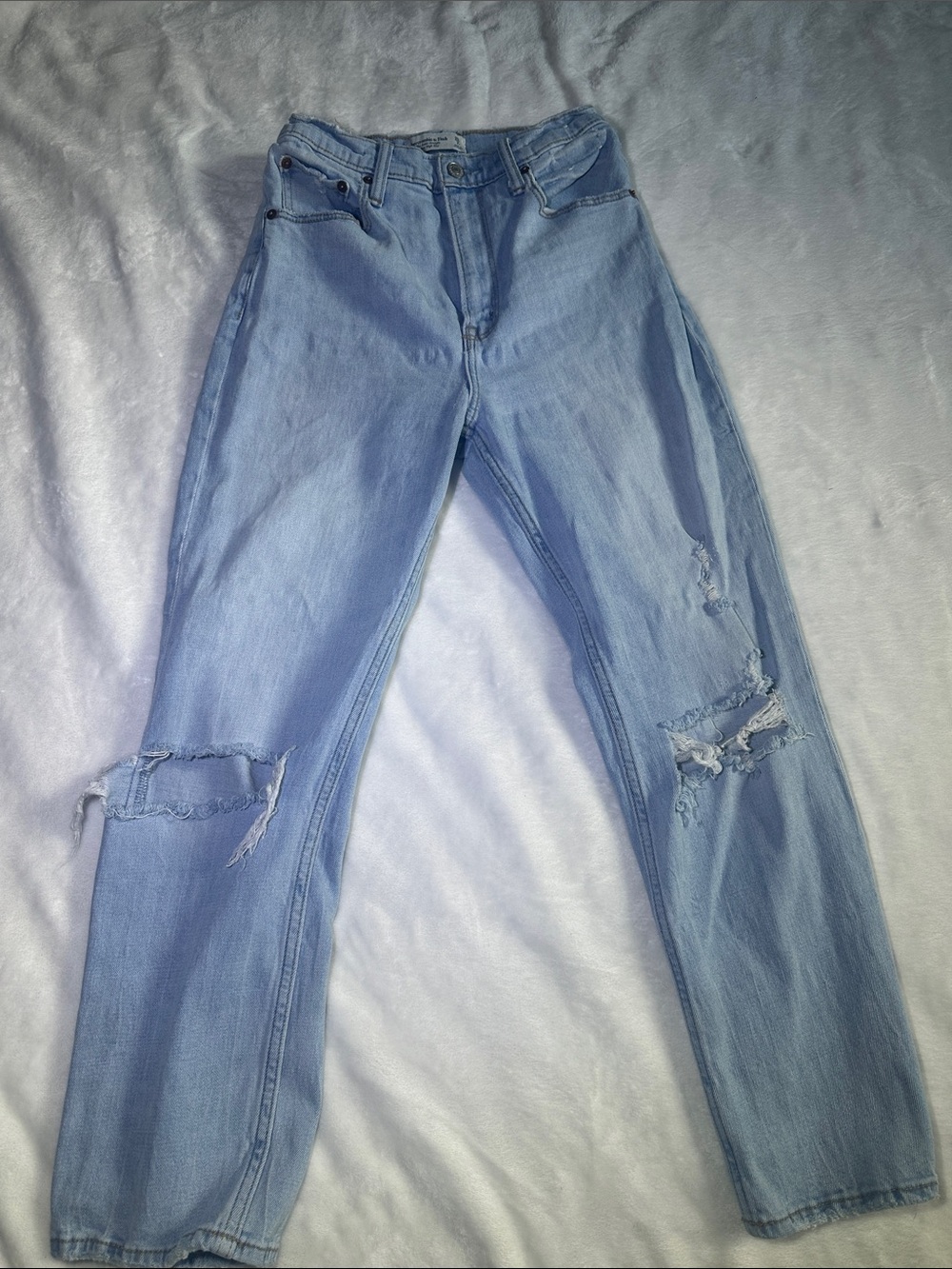 Abercrombie & Fitch Light Blue Ripped Boyfriend Jeans